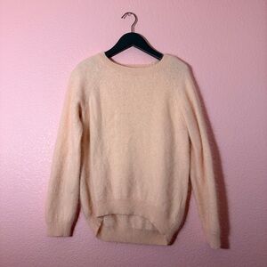 H&M - Pale Pink (Cream with Pink Tint) Fuzzy Angora Wool Blend Sweater
